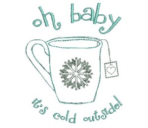 Stickdatei - Doodle Winter Tasse Snowflakes